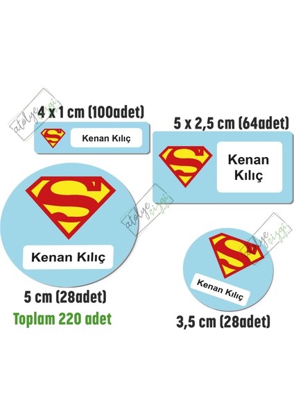 Atölye Çizgi Super Okul Etiketi, Kalem Defter Etiketi Isme Özel