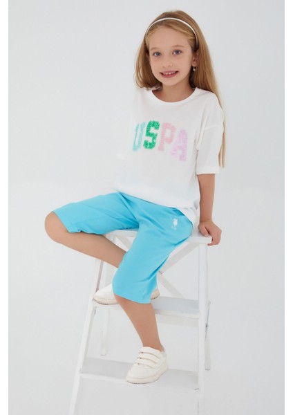 Kız Çocuk Beyaz Kapri Takım