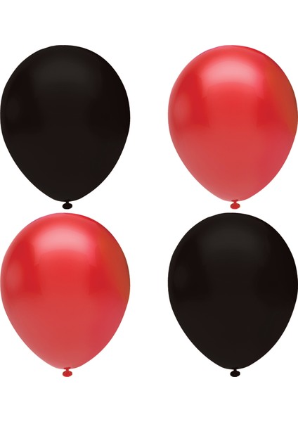 Siyah - Kırmızı Pastel Lateks Balon -50 Adet Balon Zinciri ve Pompası Hediye