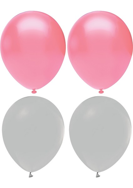Pempe Soft ve Gri Renk Karışık Lateks Pastel Balon 50 Adet