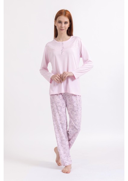 Kadın Dört Mevsim Dantel Desenli Melisa Kumaş Yüksek Kalite Yuvarlak Yaka Pijama Takımı 1361 fiyatları