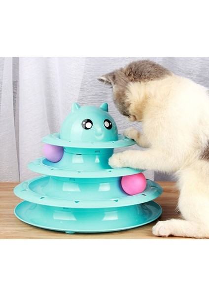 3 Katlı Kedi Oyuncağı Kedi Başlıklı