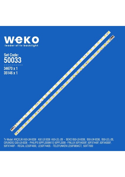 Arçelik Slim LED Bar (34670-34671) V500H1-LS5-TREM4 - ES-ELED-006-L/28/4020 cm 28 Ledli Tv LED Bar 284223