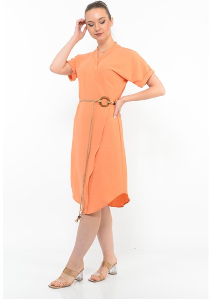 Kadın Kemer Detaylı Aerobin Elbise Orange fiyatları