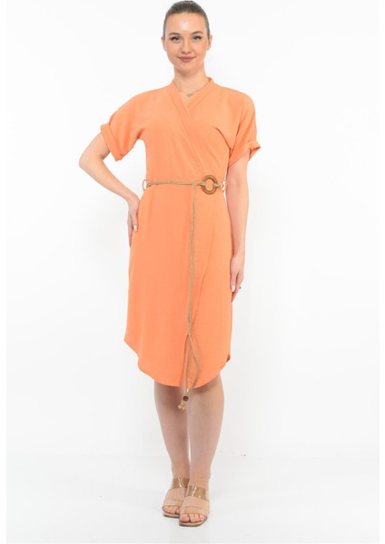 Kadın Kemer Detaylı Aerobin Elbise Orange indirimleri