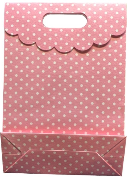 El Geçme Hediye Zarfı Pembe Puanlı 28X23X8.5 cm 12'li