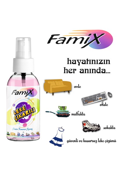 Doğal Leke Çıkarıcı Sprey 750 ml Çanta Boyu Leke Çıkarıcı FAMİX01-1