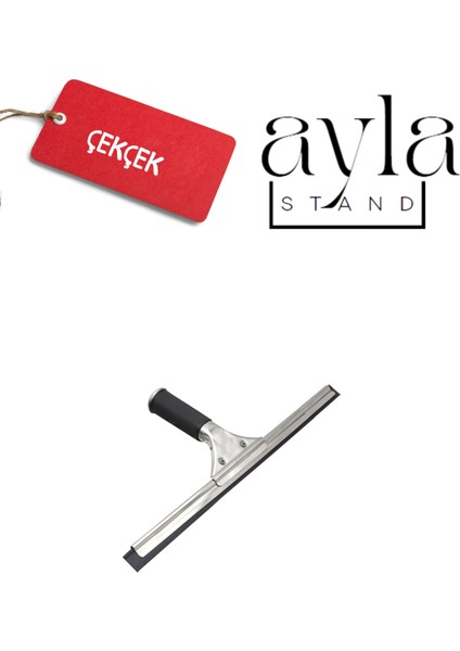 1,5 mt Profesyonel Pencere Temizleme Seti, Duş ve Cam Sileceği 45 cm Çekçek + 45 Peluş Takım