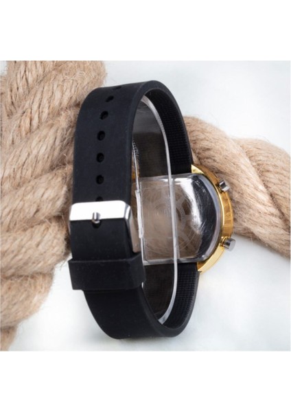 Dijital LED Watch Sarı Yuvarlak Kasa Siyah Silikon Kordon Unisex Kol Saat ST-303561 fiyatları