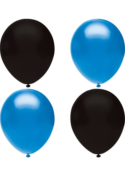 Siyah - Mavi Pastel Lateks Balon Helyum Uyumlu-80 Adet