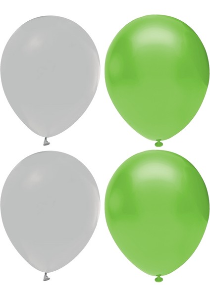 Gri ve Açık Yeşil Renk Karışık Lateks Pastel BALON60 Adet + Balon Zinciri Hediyeli