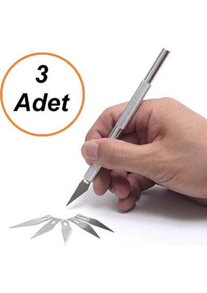 3 Adet Kretuar Bıçağı, Paslanmaz Çelik Hassas Kesim Bıçağı + 5 Ad.yedek Bıçak