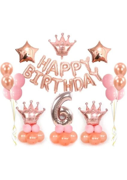Çıtıpıtıstore Rose Gold 6 Yaş Balon Seti