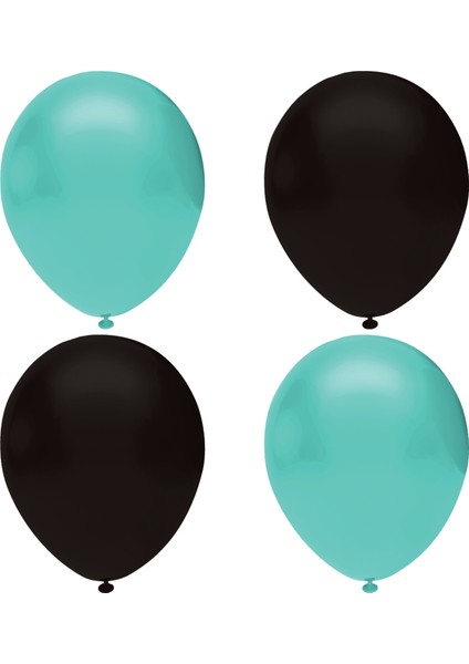Siyah -Su Yeşili Pastel Lateks Balon Helyum Uyumlu-15 Adet