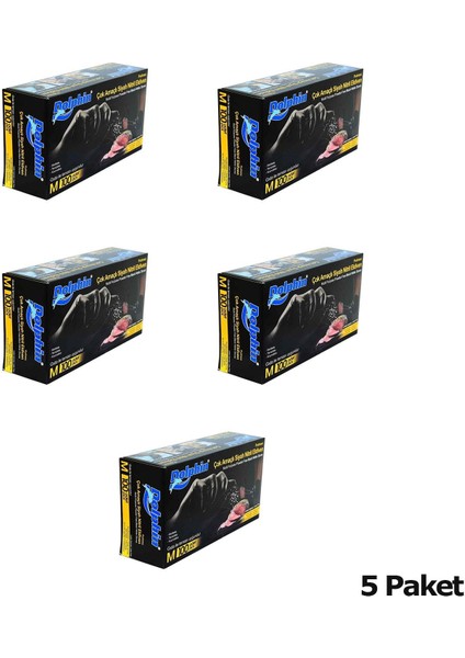 Tek Kullanımlık Lateks Siyah Pudrasız Nitril Muayne Eldiveni Meidum Orta Boy - 100'LÜ 5paket fiyatları