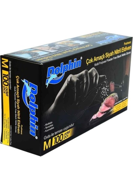 Tek Kullanımlık Lateks Siyah Pudrasız Nitril Muayne Eldiveni Meidum Orta Boy - 100'LÜ 5paket modelleri