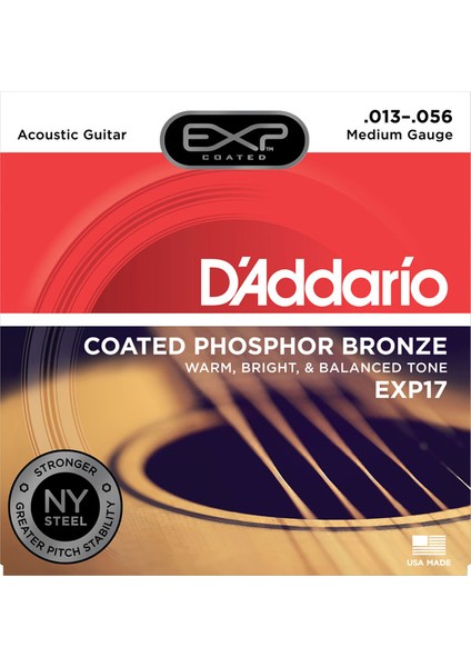 EXP17 Coated Phosphor Medium Takım Tel Akustik Gitar Teli 013-056