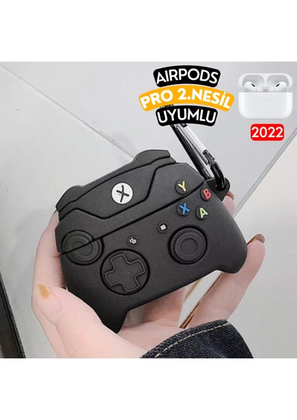 Airpods Pro 2. Nesil Uyumlu Xbox Oyun Konsolu Figürlü Kopçalı Silikon Kulaklık Kılıfı