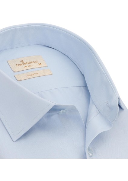 Slim Fit Uzun Kollu Mavi Erkek Gömlek 480-008 fiyatları