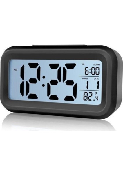 Akıllı Dijital Saat LCD Işıklı Sensörlü Termometreli Alarmlı Dijital Masa Saati+Pil Hediyeli