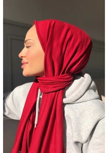 Tesettür Penye Şal Hijap Modeli -Bordo