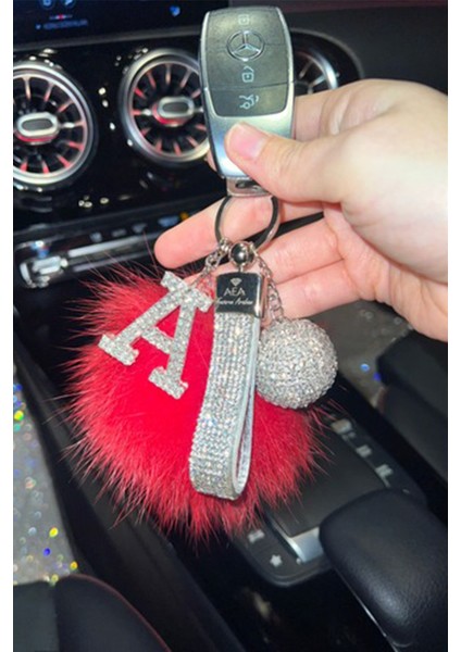 Kırmızı Ponpon & Gümüş Logosuz Anahtarlık & Gümüş Disko Top & Gümüş Harf