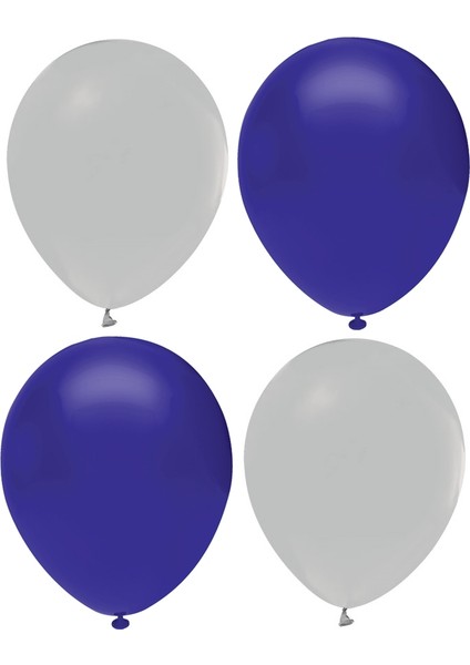 Gri Lacivert Karışık Lateks Pastel BALON75 Adet + Balon Zinciri+Balon Pompası