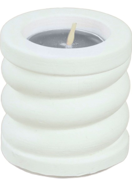 Şamdan Dekoratif Mumluk Beyaz Şamdan Tealight ve Uzun Mum Uyumlu Spiral Model