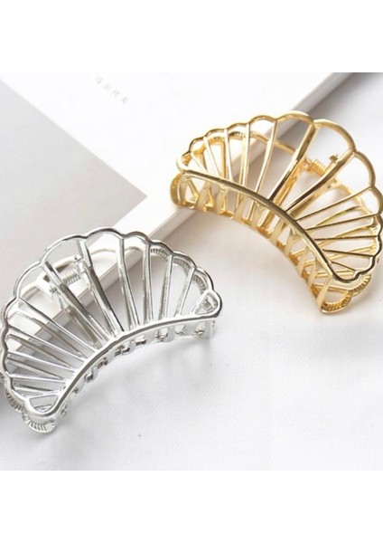 Büyük Boy Istiridye Metal Gold ve Gümüş Ikili Mandal Toka