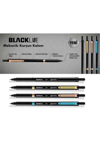 Blackline Metal Kalem 0,7mm Siyah (1 Adet) fiyatları