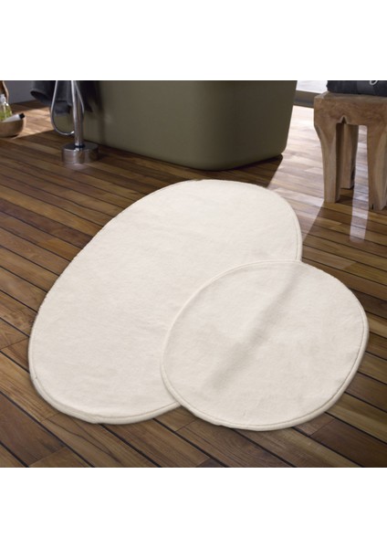 Alanur Home Pamuklu 2 Li Banyo Paspası Oval Krem