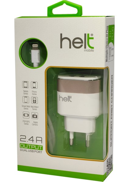 Dual Ikili USB Port Şarj Adaptörü 2.4A(MFI+HIZLI Şarj DESTEĞI+100 cm Lightning Kablo)