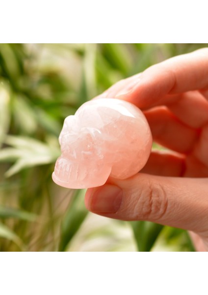 Pembe Kuvars Taşı Kuru Kafa Figürü