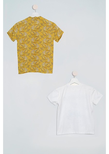 2'li Yelken Baskılı Gömlek Tshirt Hardal Takım S27717 fiyatları