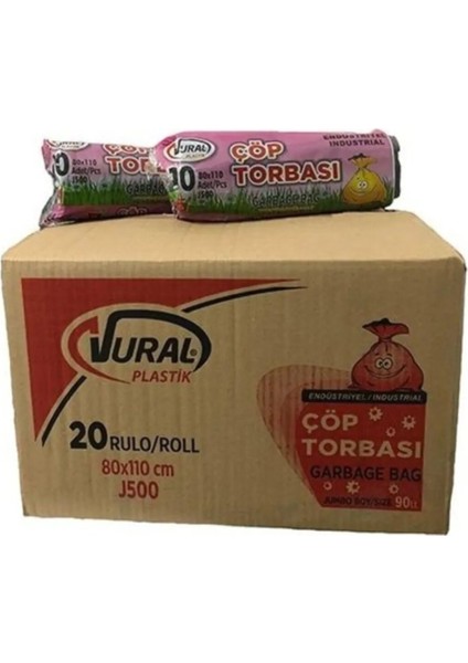 Endüstriyel Jumbo Çöp Torbası 80X110 cm 500 gr Siyah 20 Paket -V
