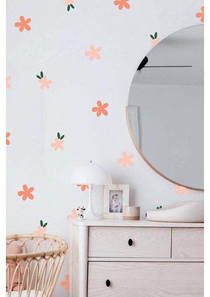 Turuncu Çiçekler Çocuk Bebek Odası Duvar Cam Sticker Seti fiyatları