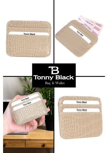 Tonny Black Orijinal Kadın Süper Slim Para Bölmeli Croco Ince Mini Cüzdanı Minimal Kroko Çok Gözlü Model Kredi Kartı & Kartvizitlik Cüzdan Kartlık 014