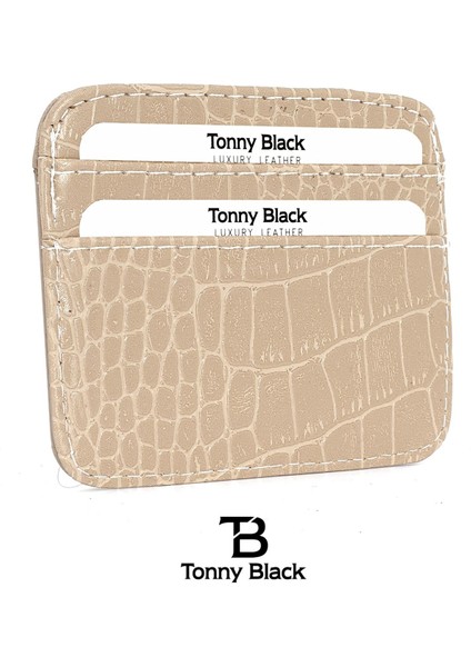 Tonny Black Orijinal Kadın Süper Slim Para Bölmeli Croco Ince Mini Cüzdanı Minimal Kroko Çok Gözlü Model Kredi Kartı & Kartvizitlik Cüzdan Kartlık 014