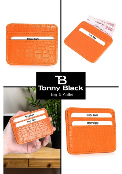 Tonny Black Orijinal Kadın Süper Slim Para Bölmeli Croco Ince Mini Cüzdanı Minimal Kroko Çok Gözlü Model Kredi Kartı & Kartvizitlik Cüzdan Kartlık 014