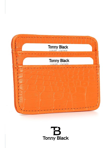 Tonny Black Orijinal Kadın Süper Slim Para Bölmeli Croco Ince Mini Cüzdanı Minimal Kroko Çok Gözlü Model Kredi Kartı & Kartvizitlik Cüzdan Kartlık 014