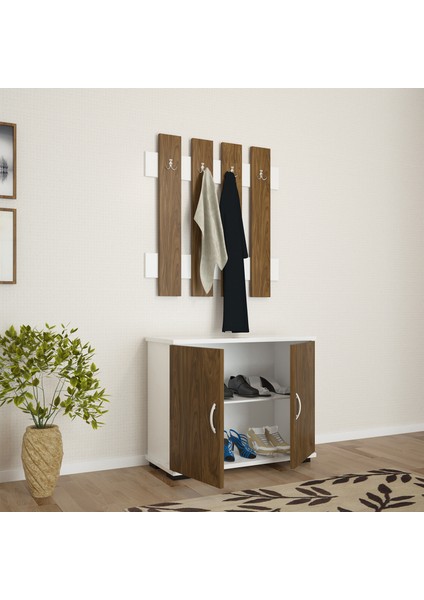 Modilayn 2 Kapaklı Dolaplı 4 Askılıklı Portmanto Vestiyer
