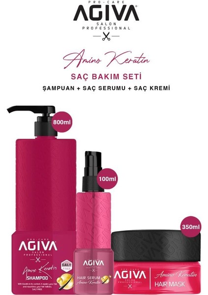 Amino Keratin Yıpranmış Saçlar Için Saç Bakım Seti