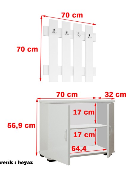 2 Kapaklı Dolaplı Dört Askılıklı Portmanto Vestiyer fiyatları