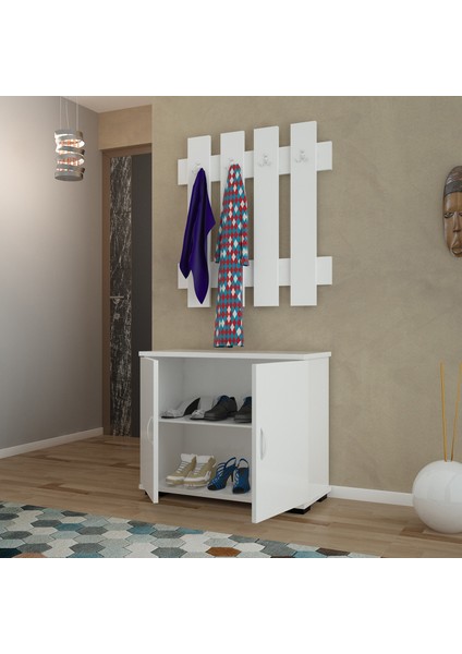 2 Kapaklı Dolaplı Dört Askılıklı Portmanto Vestiyer modelleri