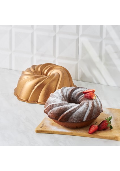Cake Pro Pare Döküm Kek Kalıbı Gold 24 Cm