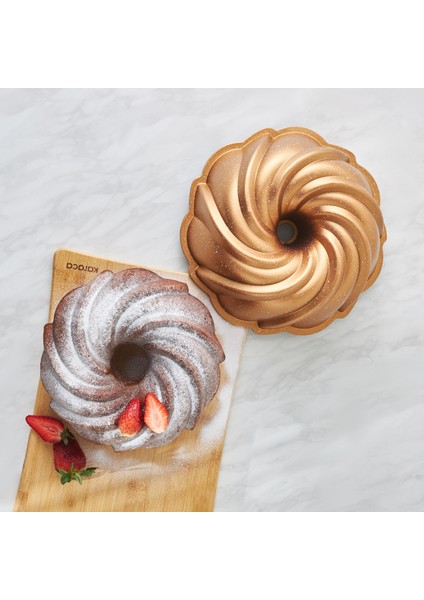 Cake Pro Pare Döküm Kek Kalıbı Gold 24 Cm