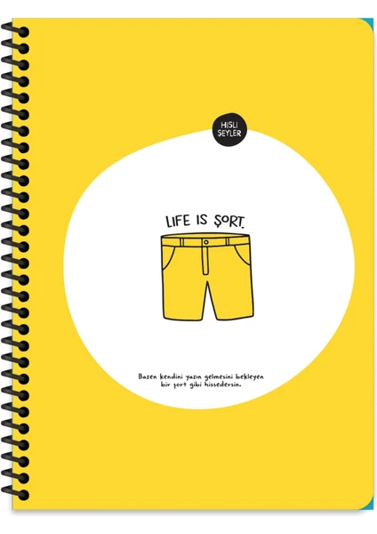 Hisli Şeyler 18.5X25 Çizgili Defter - Life Is Şort