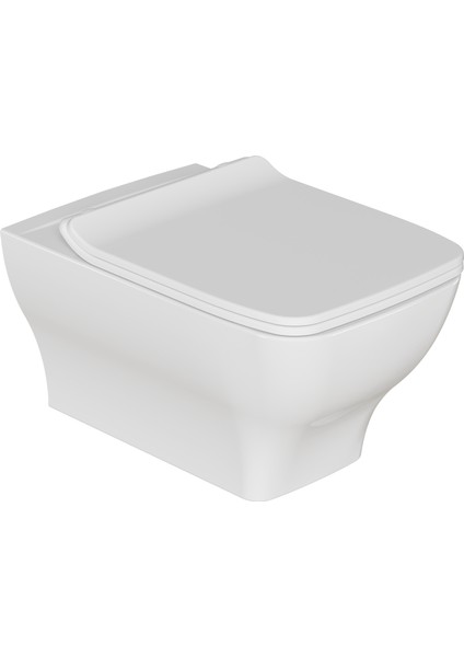 Petra Asma Klozet Rımless Delikli Beyaz + Dura Petra Yavaş Kapanan Klozet Kapağı Beyaz