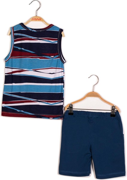 Erkek Bebek Desenli Kolsuz T-Shirt ve Şort Takım fırsatları