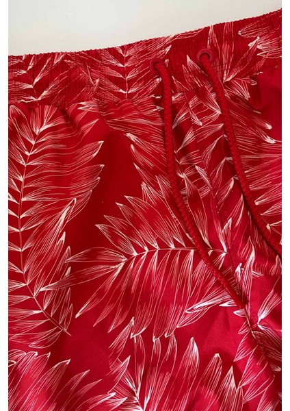 845 Erkek Kırmızı Desenli Deniz Şortu fiyatları